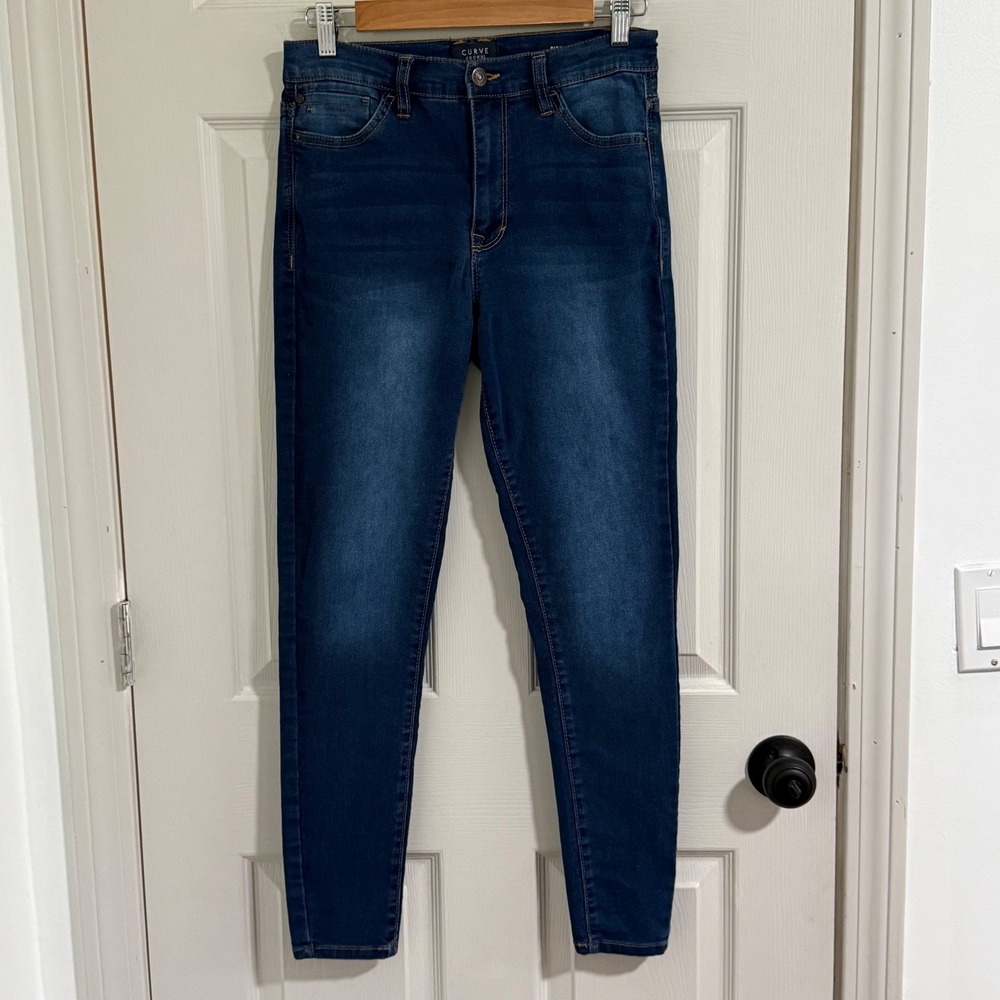 Curve Appeal Jeans Womens 4/27 Blue High Rise Essential Skinny Casual Stretch